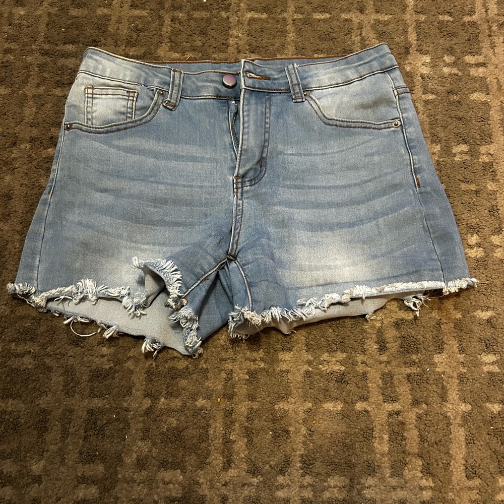 Denim Frayed Hem Women Shorts